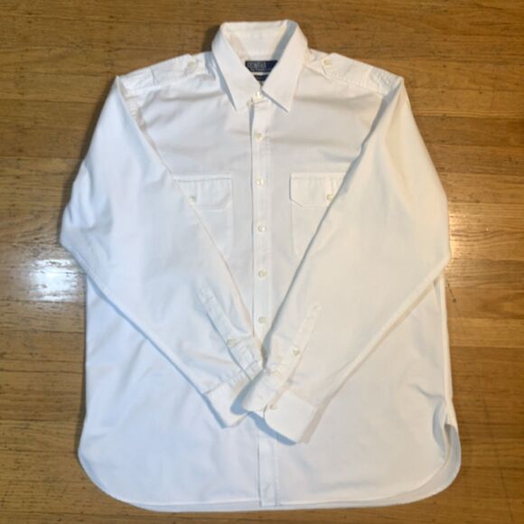 Vintage Polo Ralph Lauren Mens XL Twill Button Down Military Strap Made In Italy - Picture 1 of 10